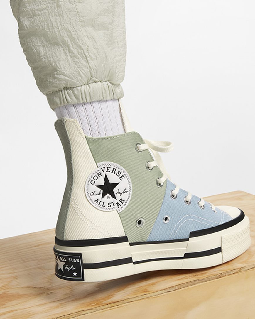 Zapatillas Altas Converse Chuck 70 Plus Material Mashup Mujer Verde Oliva | PE 574E0P